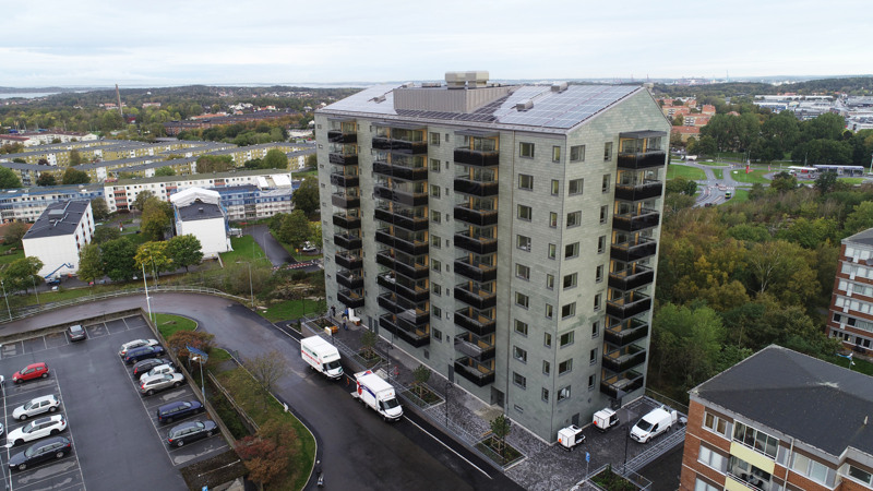 Bild på Bostadsbolagets fastighet vid Briljantgatan. 