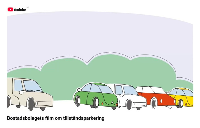 Skärmdump av Bostadsbolagets film på Youtube om tillståndsparkering. 