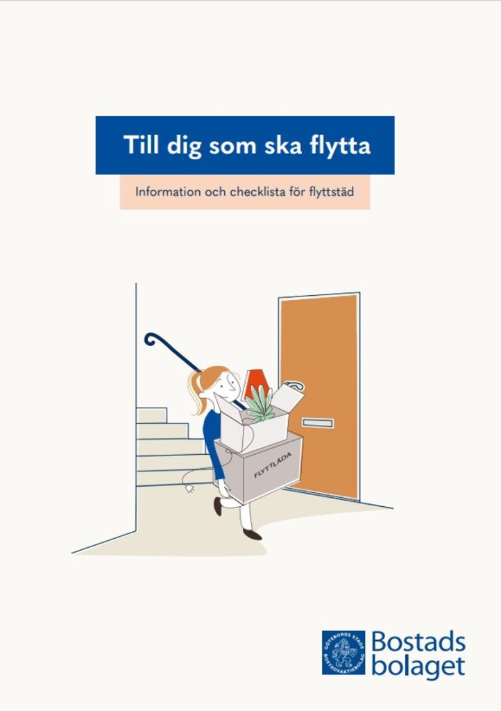Skärmklipp på framsidan av broschyren "Information och checklista för flyttstäd". 