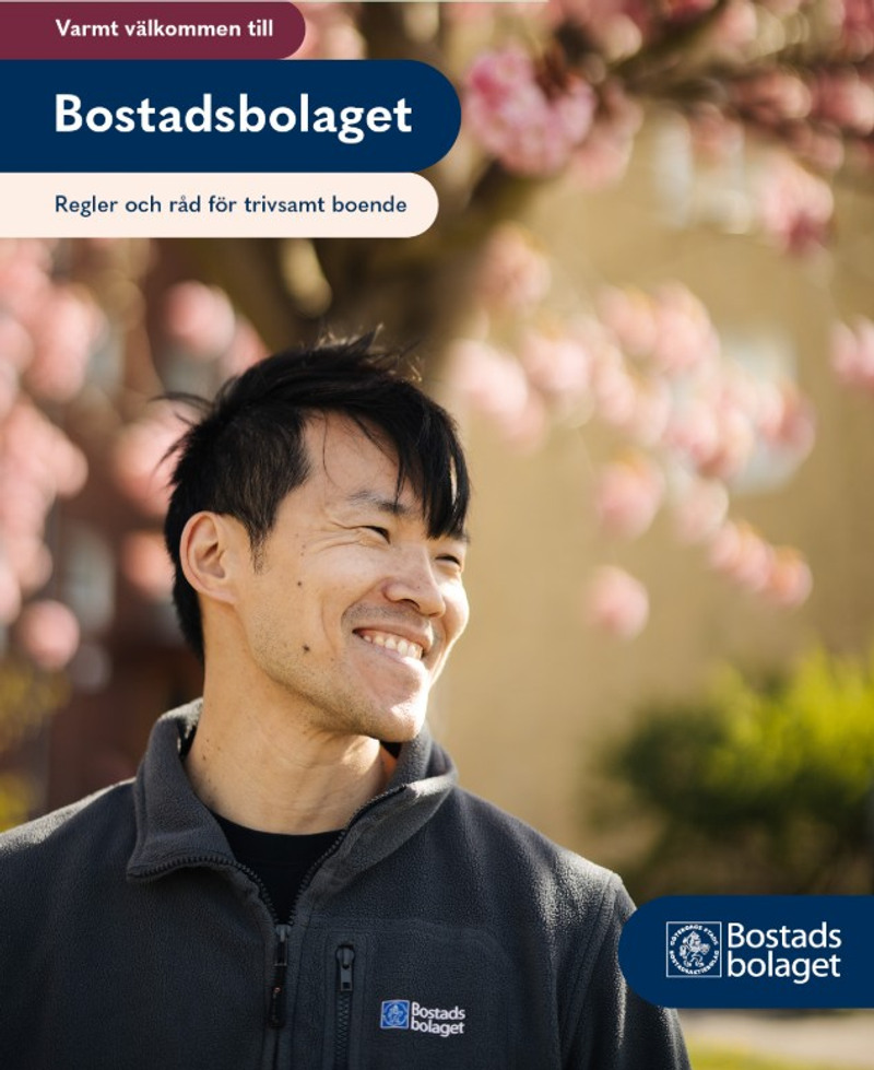 Skärmklipp på framsidan av broschyren "Regler och råd för trivsamt boende". 