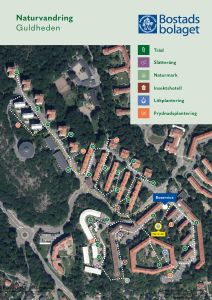 En karta över naturvandringen i Guldheden som visar punktens läge.