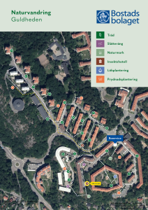 En karta över naturvandringen i Guldheden som visar punktens läge.
