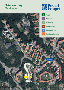 En karta över naturvandringen i Guldheden som visar punktens läge.