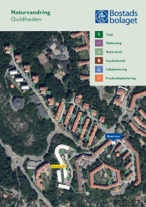 En karta över naturvandringen i Guldheden som visar punktens läge.