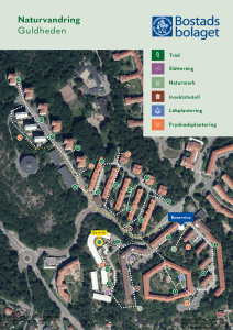 En karta över naturvandringen i Guldheden som visar punktens läge.