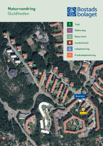 En karta över naturvandringen i Guldheden som visar punktens läge.
