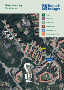 En karta över naturvandringen i Guldheden som visar punktens läge.