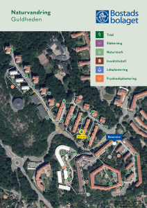 En karta över naturvandringen i Guldheden som visar punktens läge.