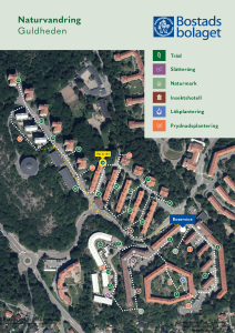 En karta över naturvandringen i Guldheden som visar punktens läge.