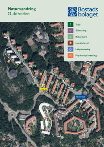 En karta över naturvandringen i Guldheden som visar punktens läge.
