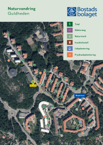 En karta över naturvandringen i Guldheden som visar punktens läge.