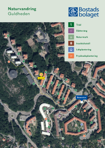 En karta över naturvandringen i Guldheden som visar punktens läge.