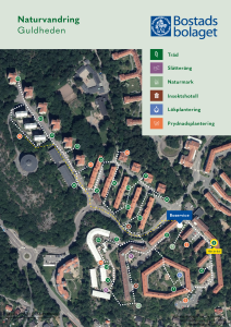 En karta över naturvandringen i Guldheden som visar punktens läge.