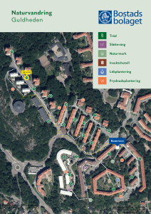 En karta över naturvandringen i Guldheden som visar punktens läge.