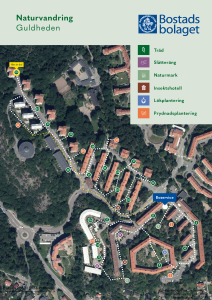 En karta över naturvandringen i Guldheden som visar punktens läge.