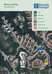 En karta över naturvandringen i Guldheden som visar punktens läge.