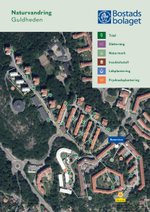 En karta över naturvandringen i Guldheden som visar punktens läge.