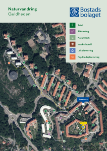 En karta över naturvandringen i Guldheden som visar punktens läge.