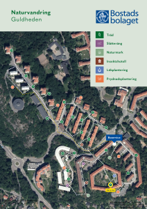 En karta över naturvandringen i Guldheden som visar punktens läge.