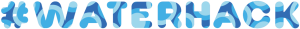 Ordet waterhack i olika nyanser av blått