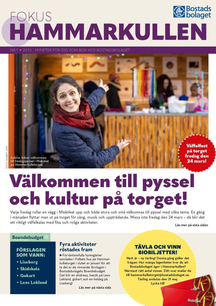 Ett tidningsomslag med en kvinna i röd scarf.