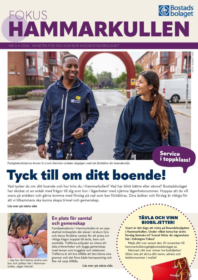 En broschyr med en bild av två personer.