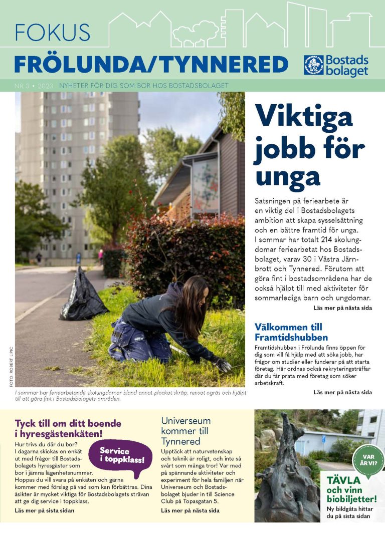 Ett tidningsomslag med en kvinna som knäböjer i gräset.