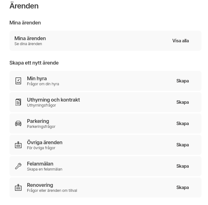 Ny kategori för ärenden i appen