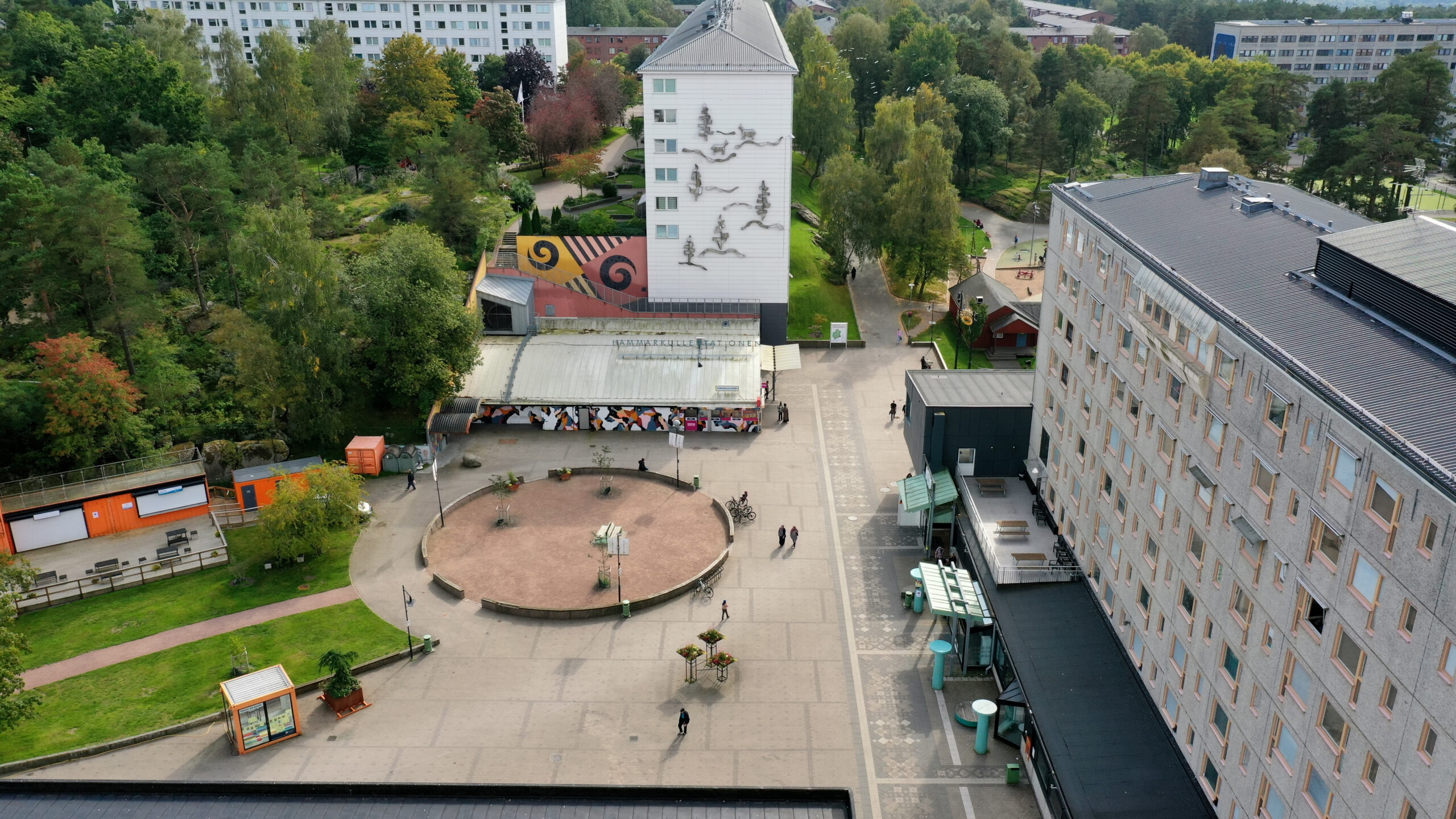 En flygbild av Hammarkulletorget.